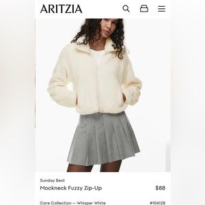 Aritzia- Sunday Best Mock neck Fuzzy Zip up